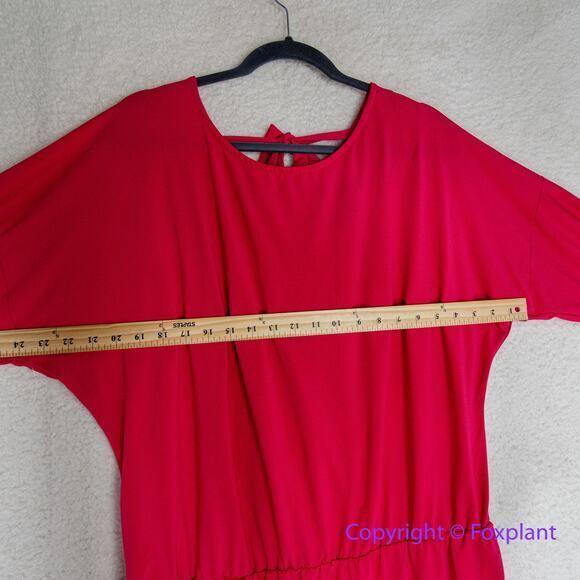 Eloquii coral red dress with faux wrap back and tie neck, size 16 - Picture 6 of 13